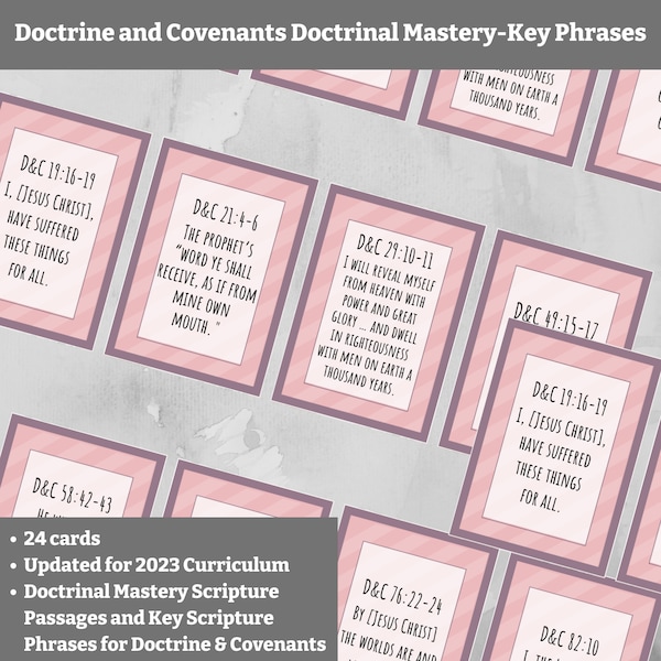 Updated 2024 LDS Doctrinal Mastery Cards, Doctrine & Covenants, LDS Seminary, Follow Me, Church of Jesus Christ, flashcards, Child of God