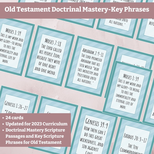 Updated 2024 LDS Doctrinal Mastery cards, Old Testament, LDS Seminary, Come Follow Me, bible flashcards, Child of God, Church of Jesus