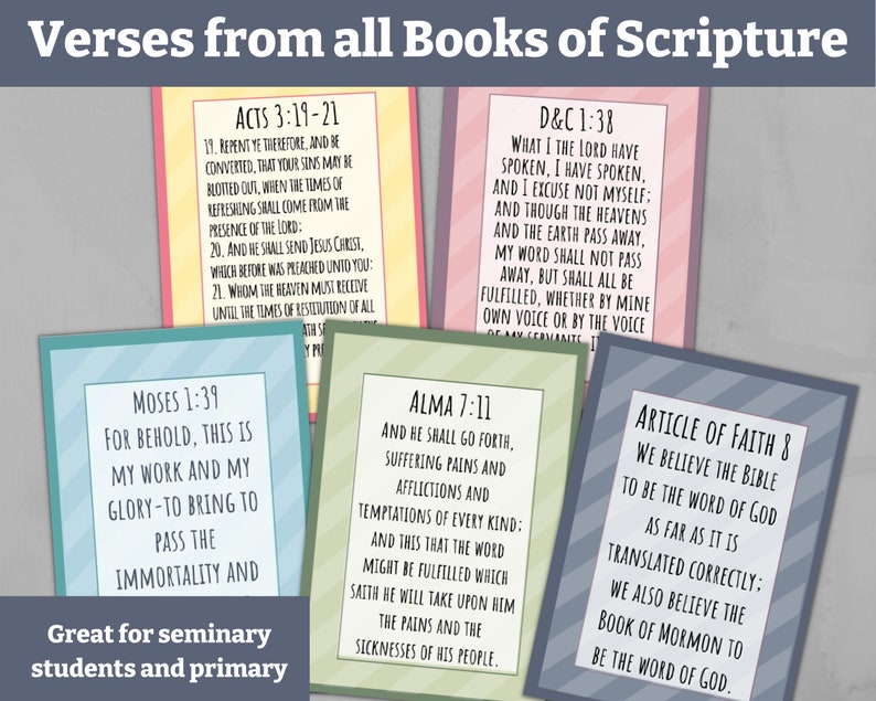 Lds Scripture References LDS Doctrinal Mastery Scripture Cards, Seminary Resource (digital ...
