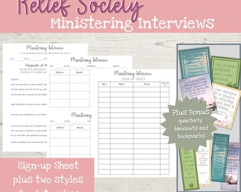 LDS Ministering Interviews Relief Society Handout, 2026 Quotes Bookmark, New Testament scripture, Come Follow Me, Ministering interview note