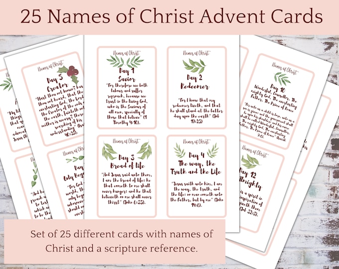 Christmas Advent-25 Names of Christ Printable Cards - Etsy Canada