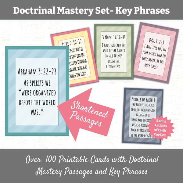 LDS Doctrinal Mastery Key Phrases, Church of Jesus Christ of Latter Day Saints, Child of God, Primary, Seminary (Not full scripture)