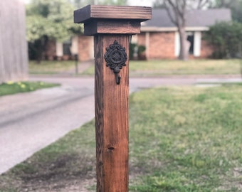 Decorative Dark Walnut Stained Porch Post , Porch Post, Porch Post Sign, Front Porch Sign Holder, Decorative Porch Post, Front Porch