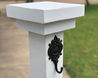 White Decorative Porch Post, Porch Post Sign, Front Porch Sign Holder