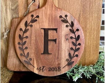 Engraved Monogram Cutting Board, Family Established Cutting Board