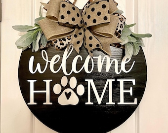 Welcome Home Paw Print Door Hanger, Dog Owner Door Hanger