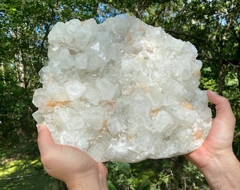 This Magnificent Apophyllite Crystal Cluster with stilbite inclusions is a unique specimen, that can be displayed anywhere.