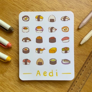 Linda hoja de pegatinas de sushi / alimentos de restaurante animal / pegatinas de bullet journal / pegatinas de planificador