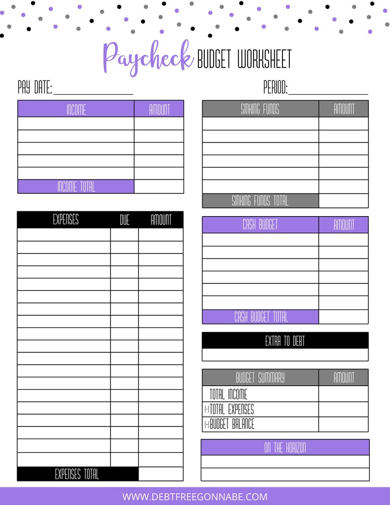 Printable Paycheck Budget Template