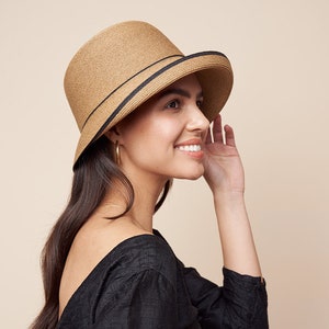 Sun Hat for Women, Handmade Cloche Bucket Premium Straw Hat with Wide Brim, Beach Hat, Vacation Hat