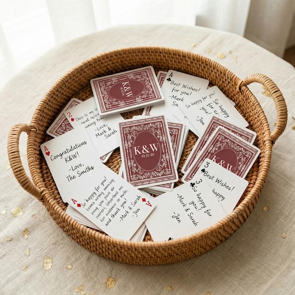Custom Playing Cards Deck Personalized Wedding Guest Book Alternative - Unique Wedding Playing Cards