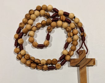 Seven Sorrows Threaded Olive wood  Rosary Beads