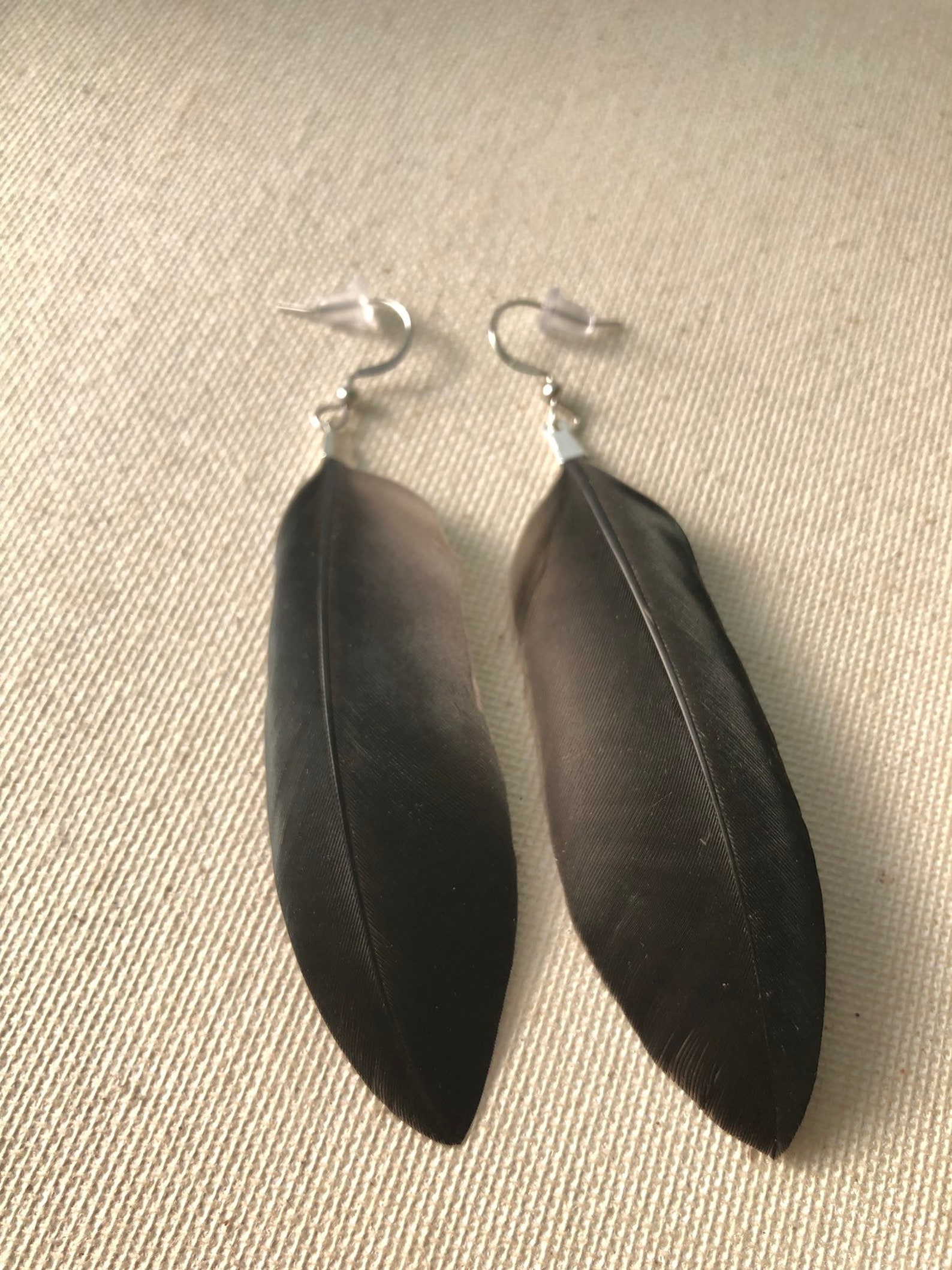 Natural Crow Feather Earrings Black Feathers Boho Chic Etsy