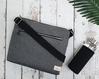 Sunmiao Simple Retro Zipper Waterproof Canvas Shoulder Bag Messenger Bag Color Dark Gray Sunmiao Simple Retro Zipper Waterproof Canvas Shoulder Bag Messenger Bag Color Dark Gray