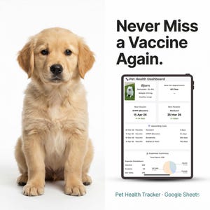 Pet Health Tracker Google Sheets | Vaccine Log, Vet Visit and Medical Record