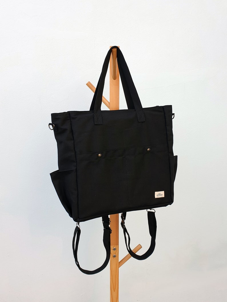 4 Ways 12 Pockets Minimalist Canvas Convertible Backpack | Etsy Australia