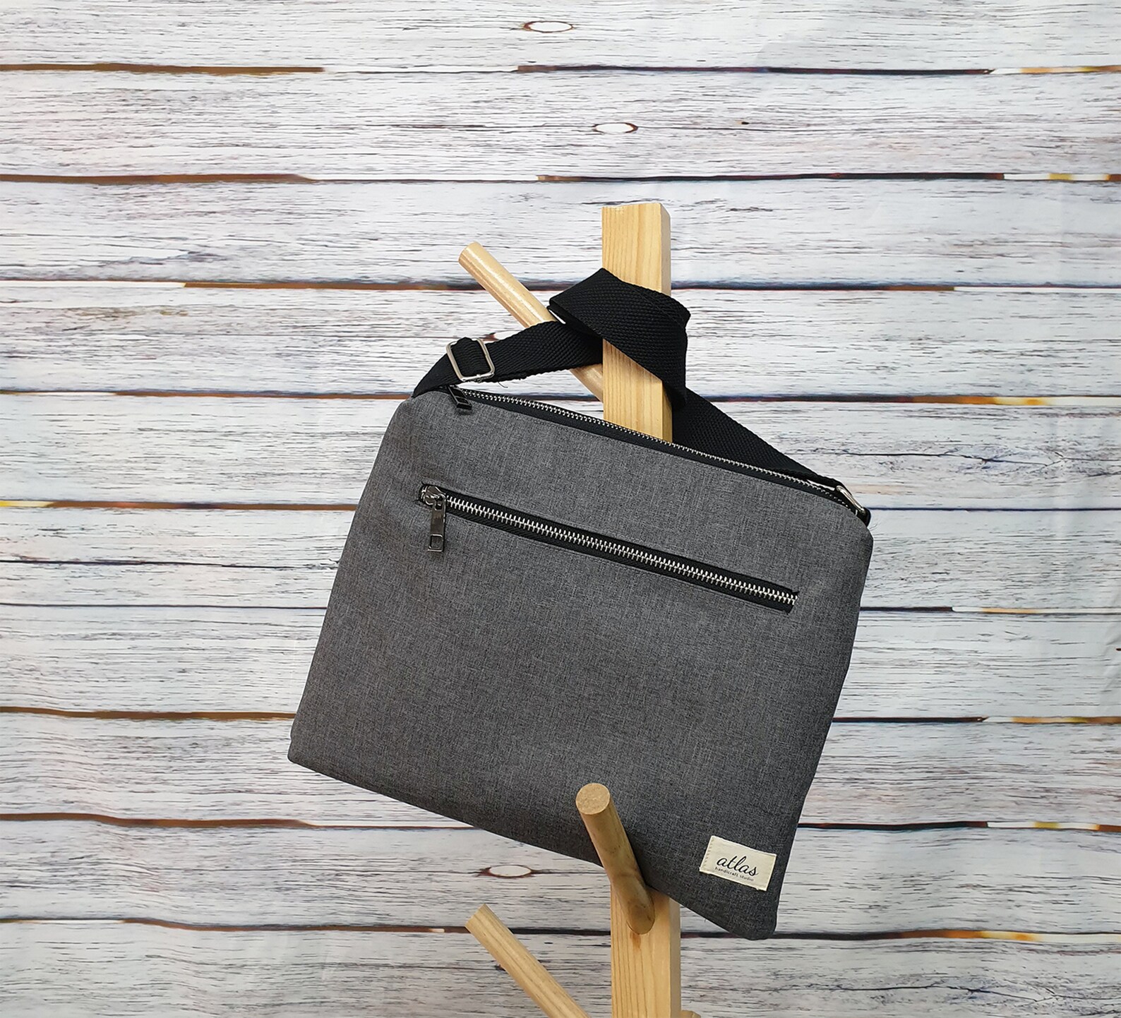Minimalist Crossbody Bag Flat Messenger Bag Simple Shoulder Etsy