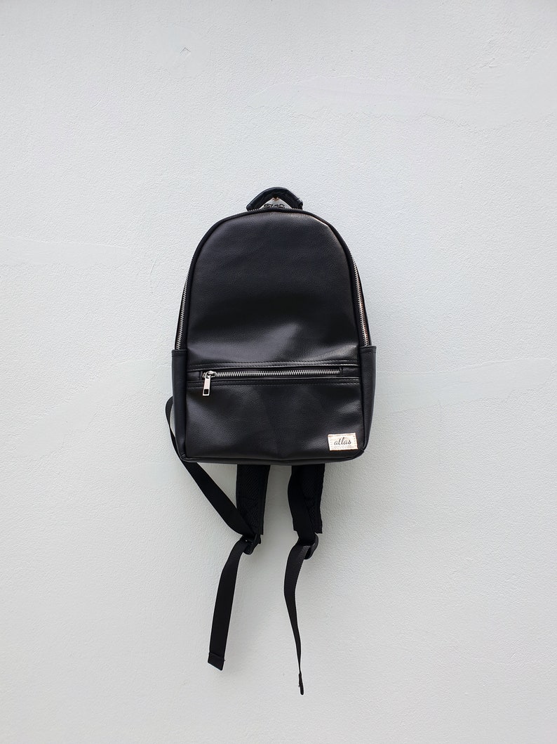 Mini Vegan Leather Backpack Minimalist Style Small Backpack Etsy