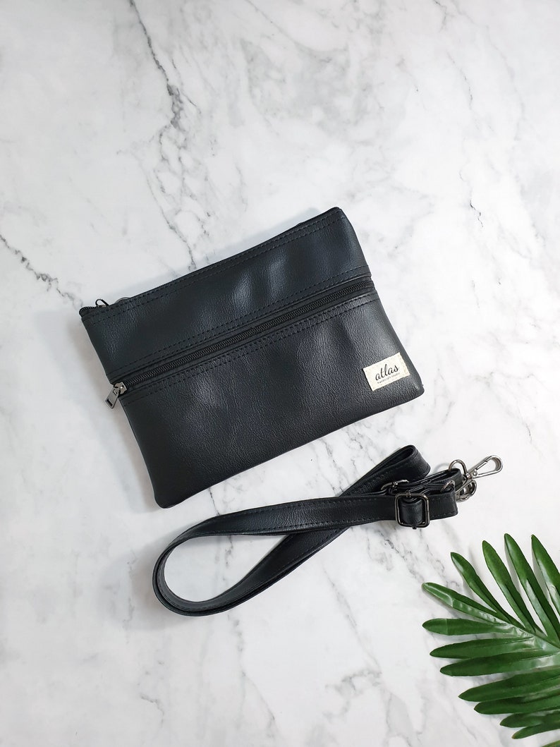 Minimalist Crossbody Bag Flat Vegan Leather Crossbody Bag Etsy