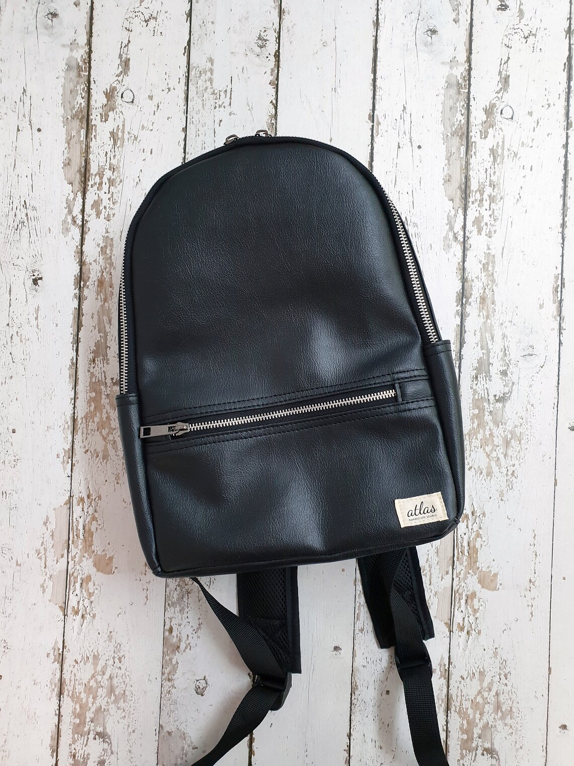 Mini Vegan Leather Backpack Minimalist Style Small Backpack Etsy