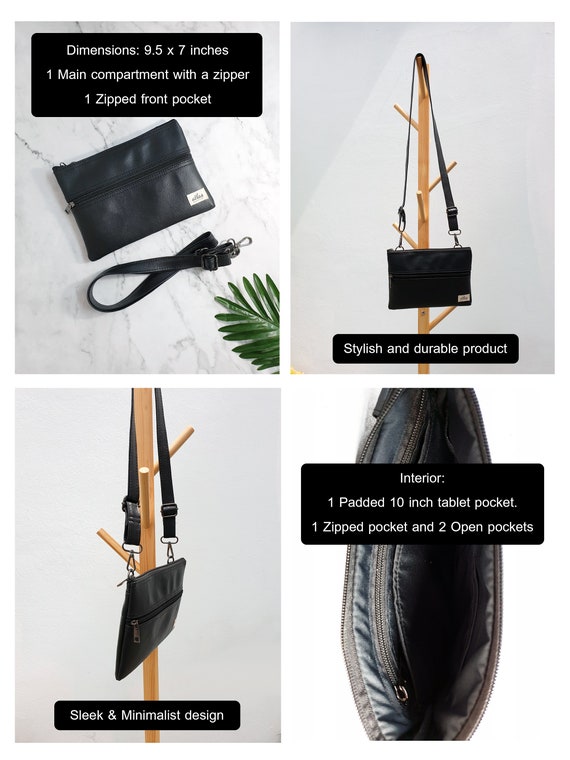 Minimalist Crossbody Bag Flat Vegan Leather Crossbody Bag | Etsy