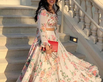 flower applique chiffon gown