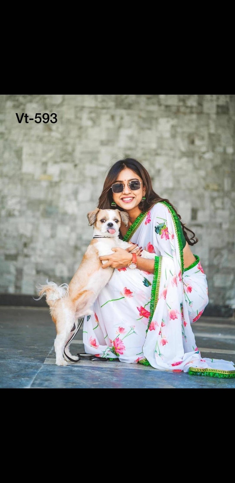 Designer indian floral saree indian saree with beautiful blouse peice