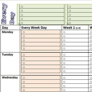 PDF HORIZONTAL Every Day Chore Task Check List 