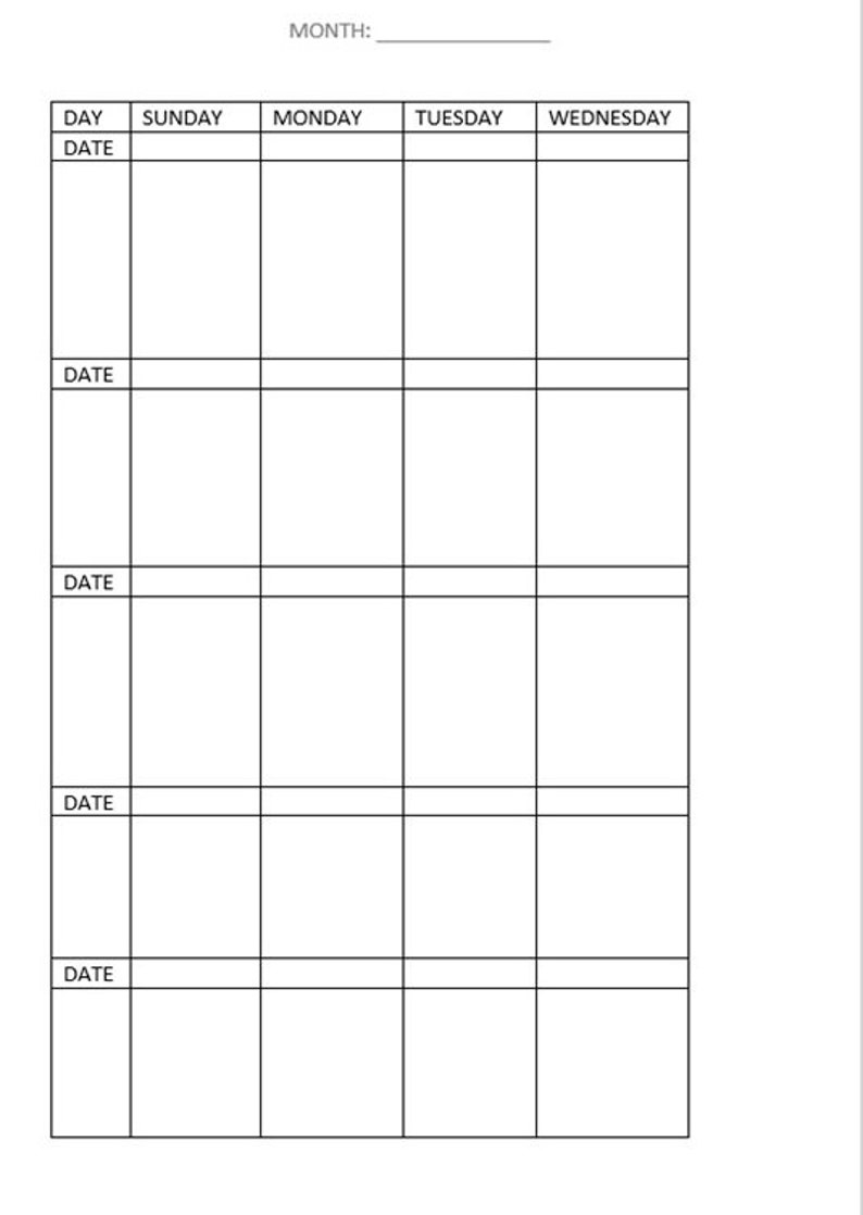 A5 Size Calendar Dates and Bills 2023 No Filled in Dates Editable WORD