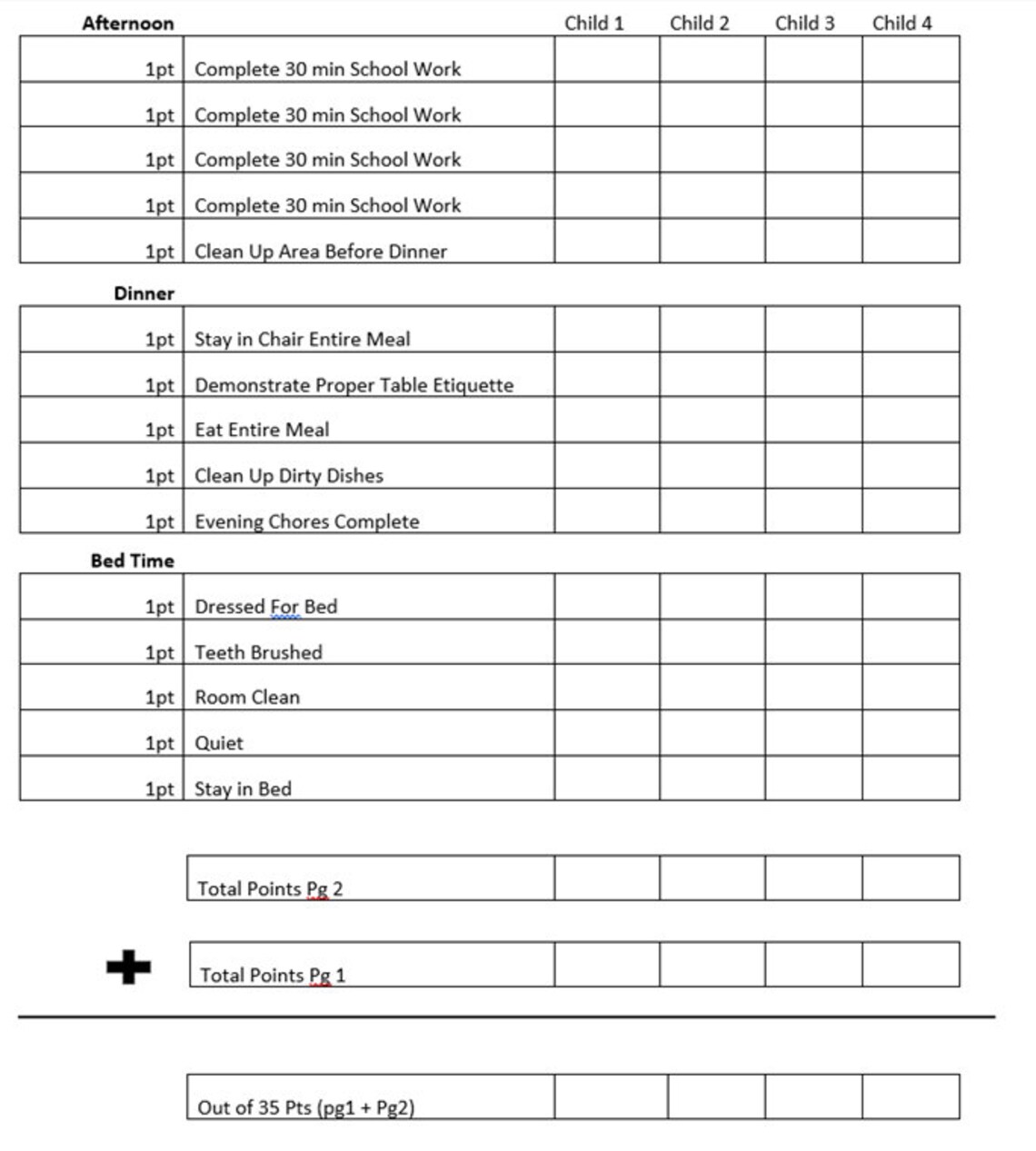 Daily Point System for Kids - Etsy