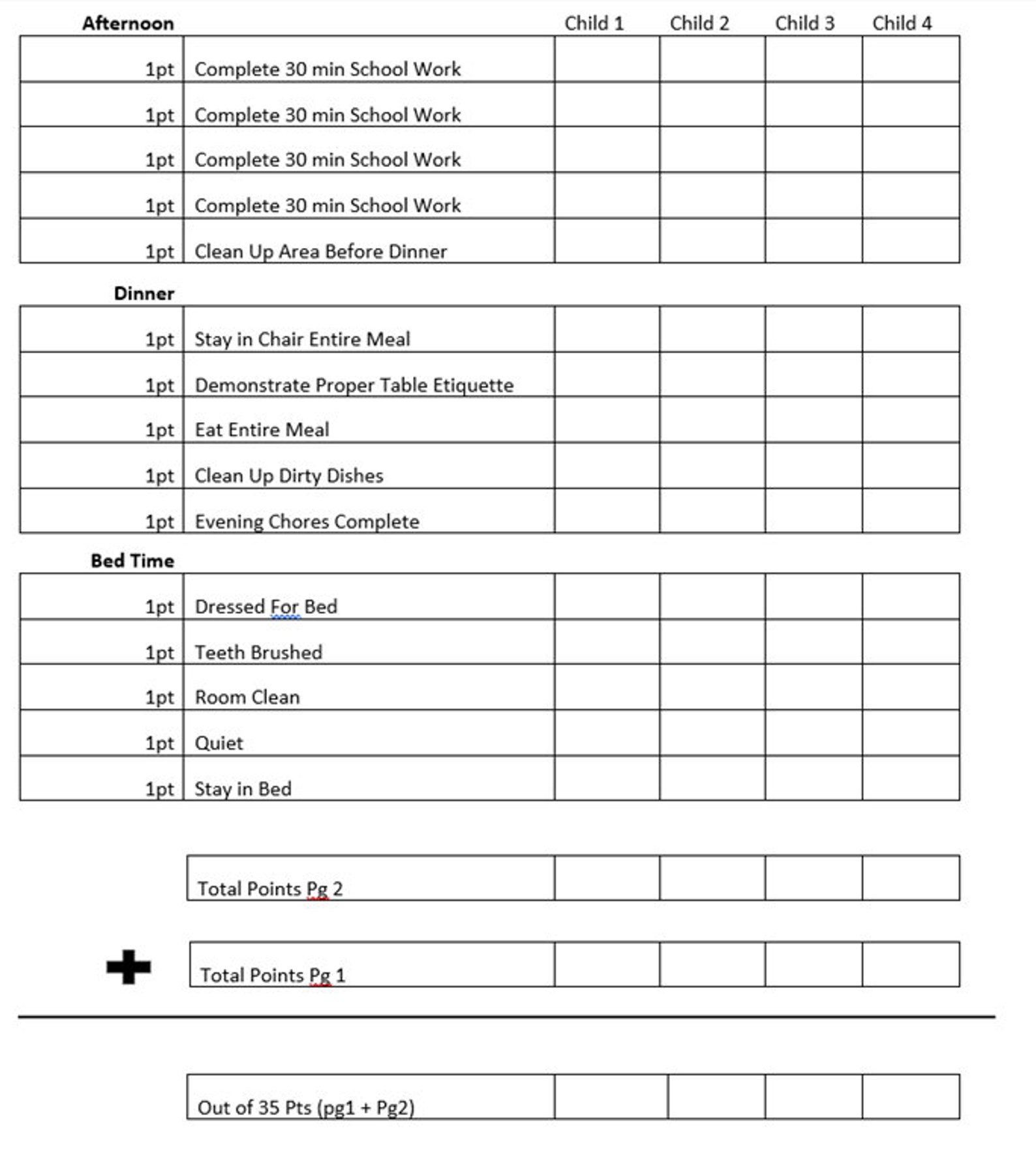 Daily Point System for Kids - Etsy