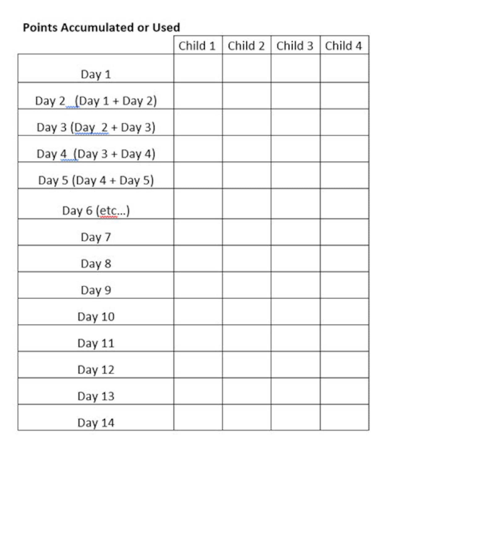 Daily Point System for Kids - Etsy
