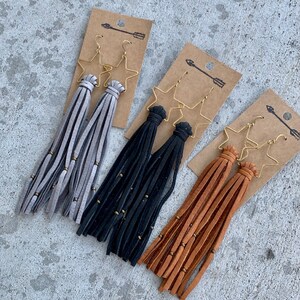 Colección Yellowstone tirando pendientes de cuero estrella con | Etsy