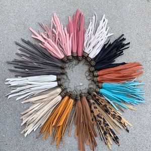 Leder Fransen Quaste, Leder Fransen, Leder Quaste, Leder Ohrringe, Lederschmuck, Farbvariationen, Boho
