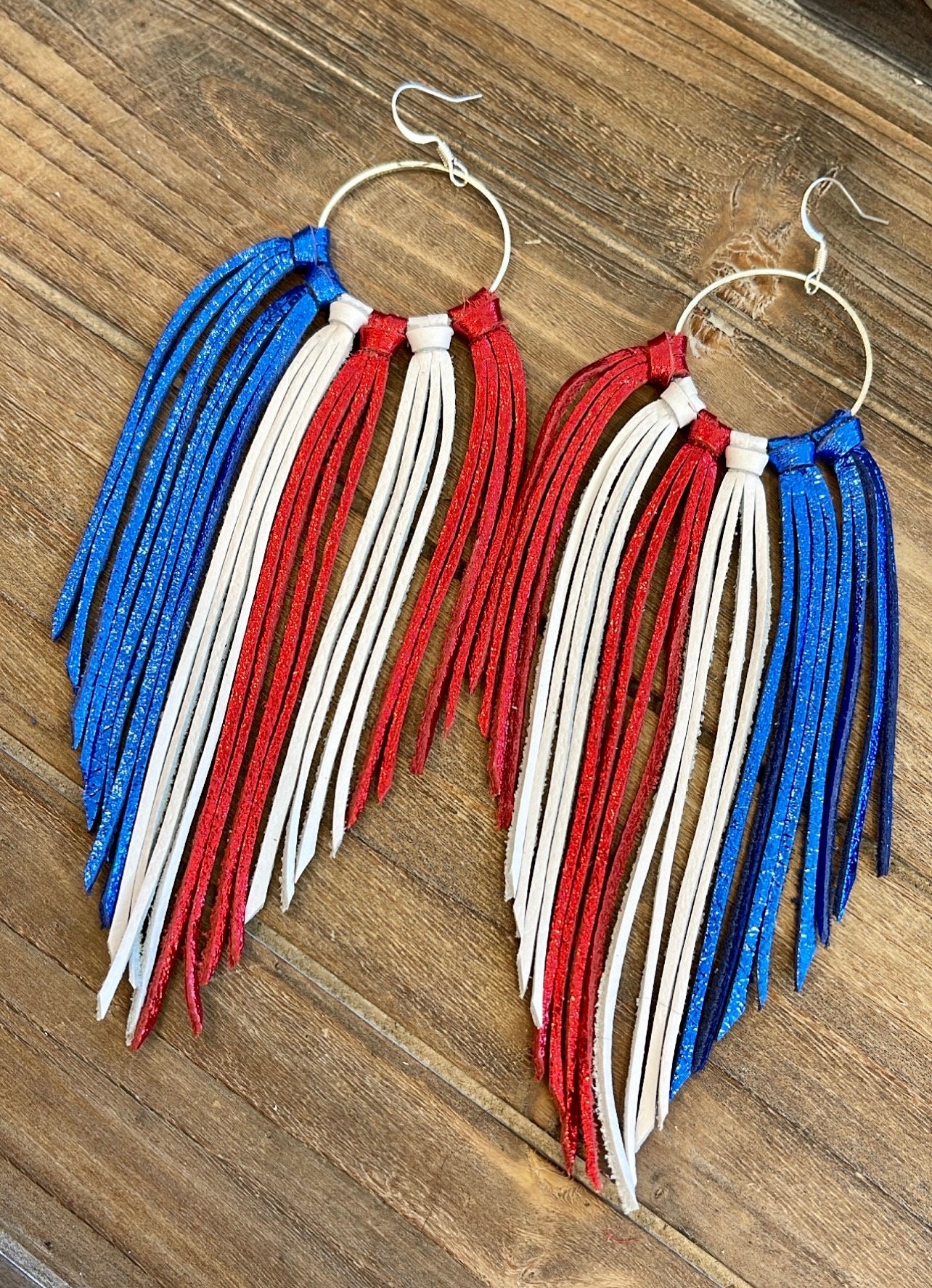 Red white and blue tassel best sale earrings