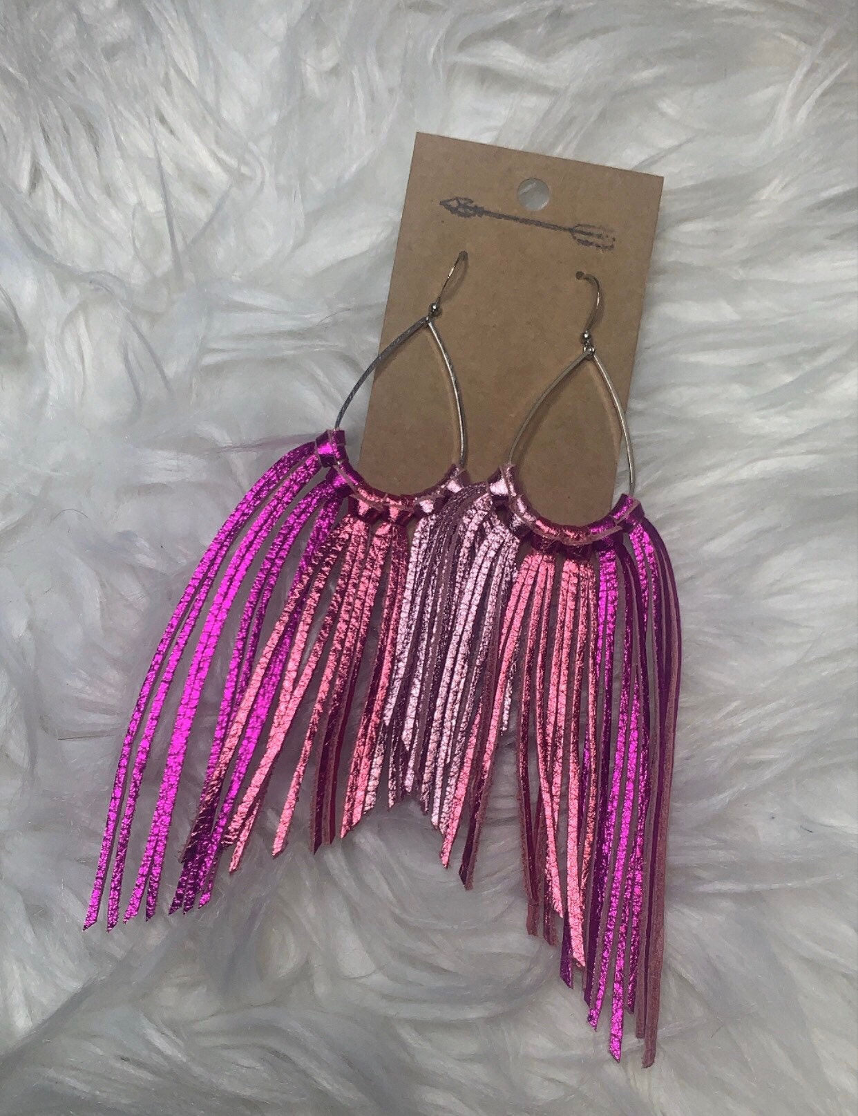 Pink Fringe Earrings main image 1