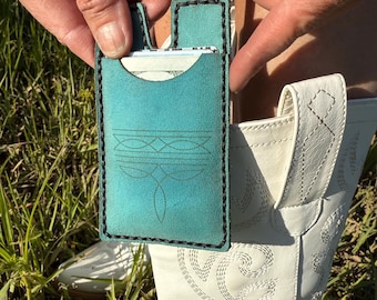 Leather boot wallet with snap strap bright color boot accessory hands free rodeo and concert wallet boot strap wallet rodeo concert gift