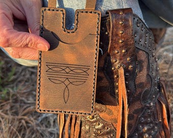Leather Boot Wallet Secure Storage Solution Concert Rodeo Gift For Cowboy Boot Accessory Snap Strap Design Hidden Pocket Money Holder Card