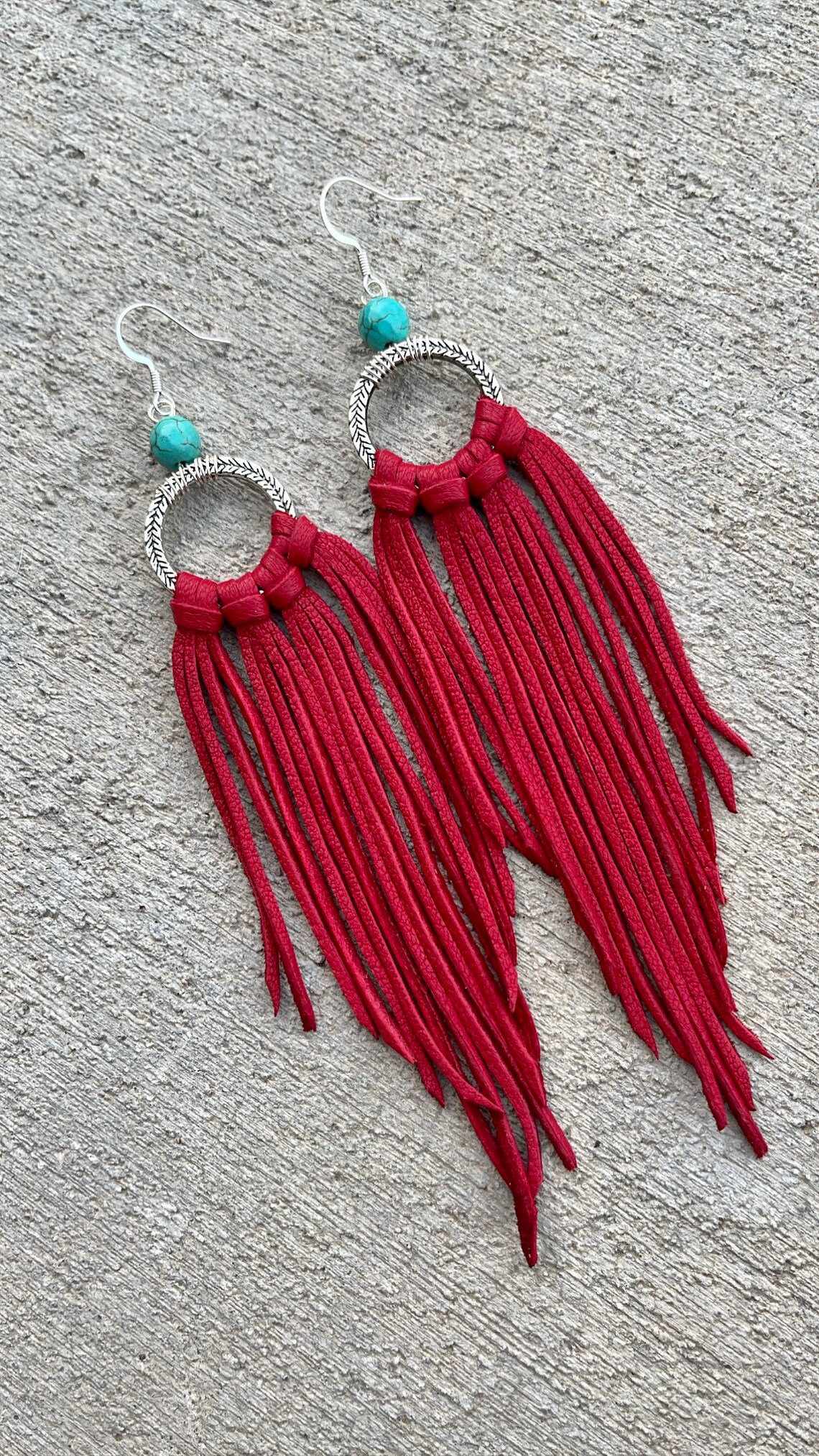 Boho Beaded Leather Fringe Earrings Leather Fringe Earrings Etsy