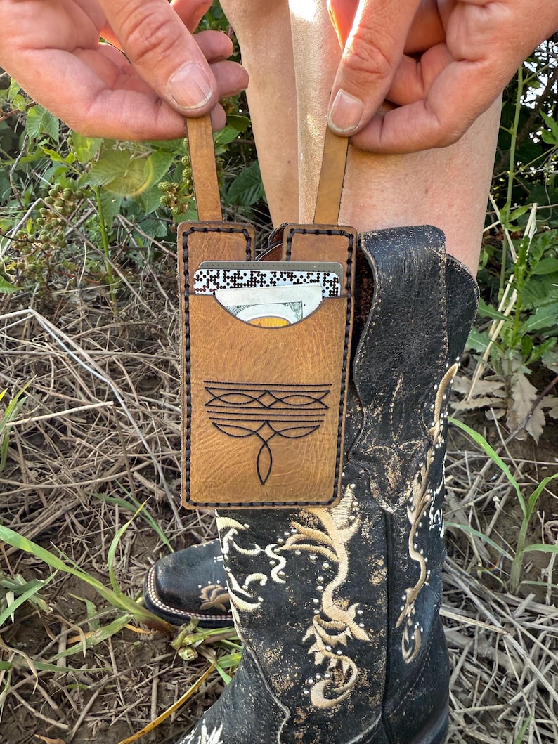 Leather Boot Wallet With Snap Strap Western Pull on Boot Accessory ...