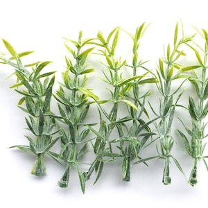 24 pieces Artificial Dusty Leaves with stems ，Small filler Artificial Leaves，Wedding Flower Crown Filler，yellow green rosemary leaf(AP010)