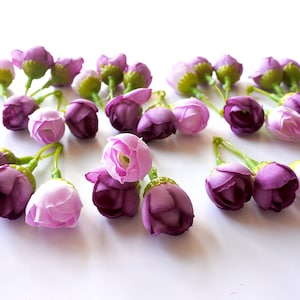 30pcs mini camellia bud , purple Silk Flowers, , Millinery, Flower Crown, Hair Accessories, Corsage, DIY Wedding Bridal flowers  lf004