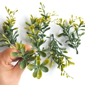 24 pieces Artificial Leaves with stems ，Small filler Artificial Milan  Leaves，Wedding Flower Crown Filler，yellow and green  leaf(AP024)