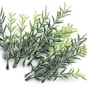 24 pieces Artificial Dusty Leaves with stems ，Small filler Artificial Leaves，Wedding Flower Crown Filler，yellow green rosemary leaf(AP007)