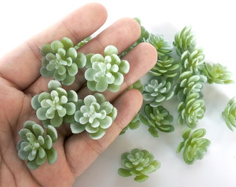 32 pieces Mini Artificial Succulent, Fake succulents flowers,Succulent in Green for hair comb,Succulents for Wedding Bridal Hair Pin (AP015)