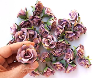 24pcs light purple mini roses , Silk Flowers,Millinery, Flower Crown, Hair Accessories, Corsage,DIY Wedding Bridal,  lf009-light purple