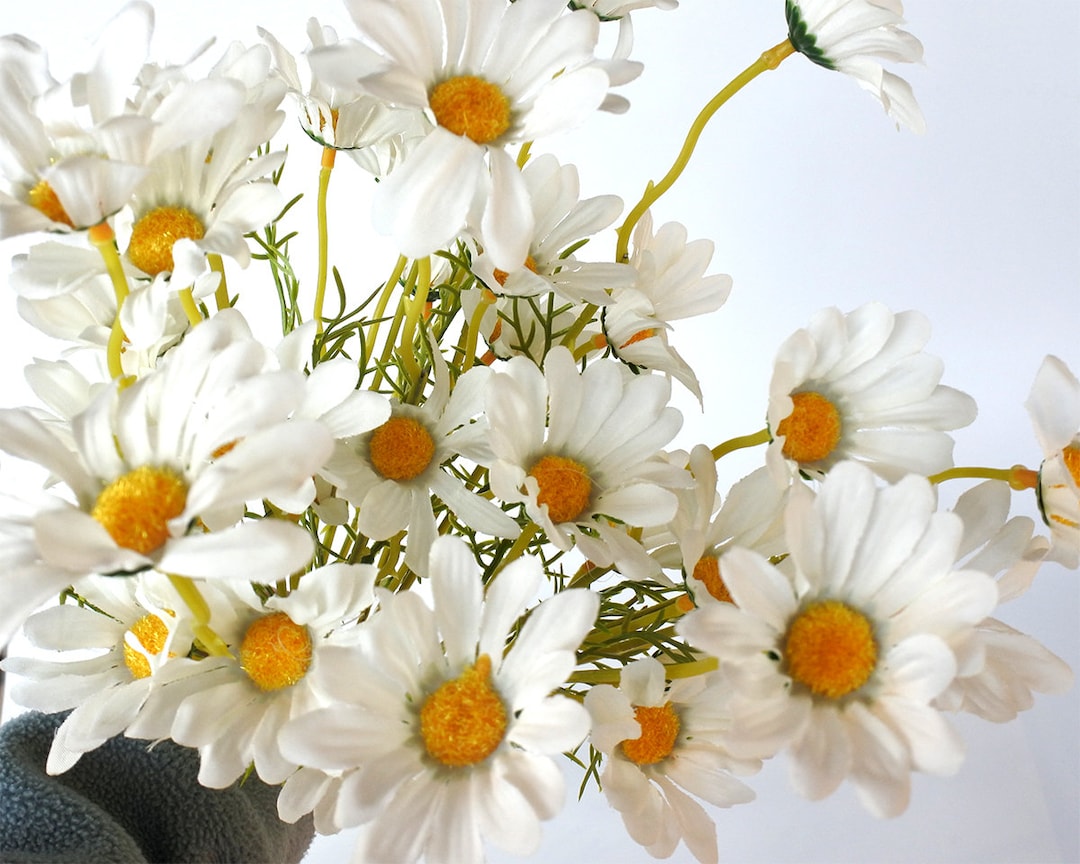 6 Bunches of Daisieswhite Artificial Daisy Silk Flowers Bouquet, Party