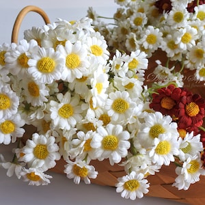 6 mazzi di margherite, 60 fiori di seta artificiali bianchi di margherite, decorazione per feste, decorazioni per matrimoni, decorazioni per la casa, fiori bianchi di margherite w012