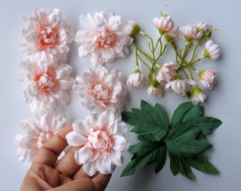 Pink Dahlias , 18 flowers mix size Silk Flowers,  Millinery, Flower Crown, Hair Accessories, Corsage, DIY Wedding Bridal  Dahlias lf015