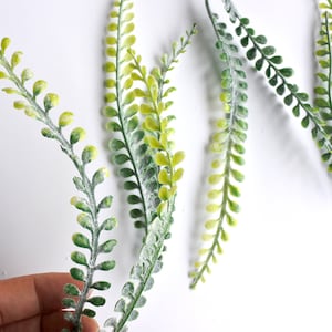 24 pieces Artificial Dusty Leaves with stems ，Small filler Artificial Leaves，Wedding Flower Crown Filler，yellow green Fern leaf(AP027)